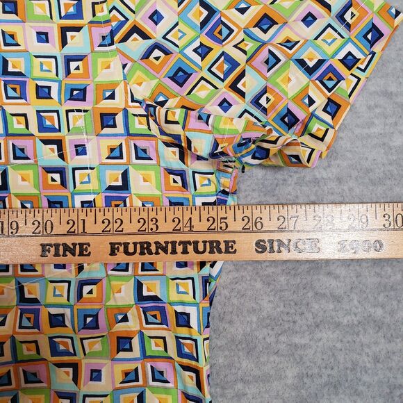 Mr Turk Geometric Camp Shirt Mens 2XL* Orange Blue Abstract Retro Designer Trina - Picture 4 of 6